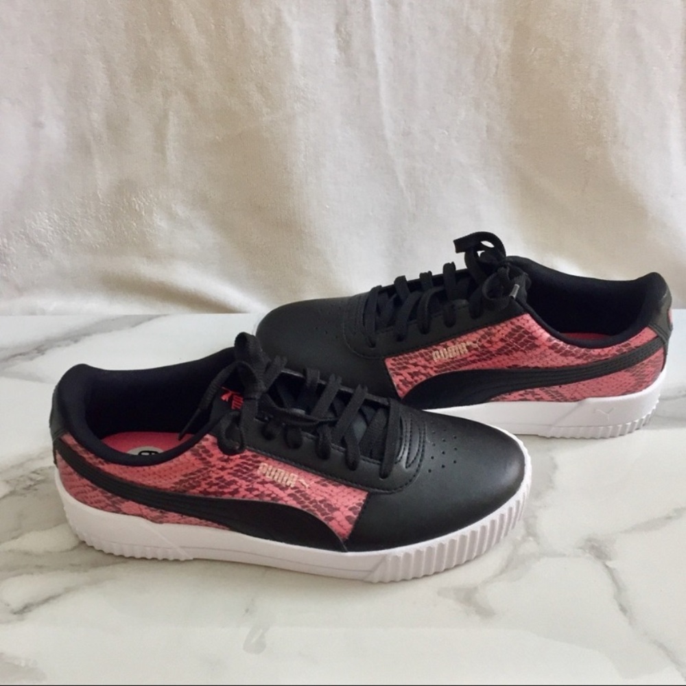 NEW Puma Carina Pink Snakeskin Sneakers